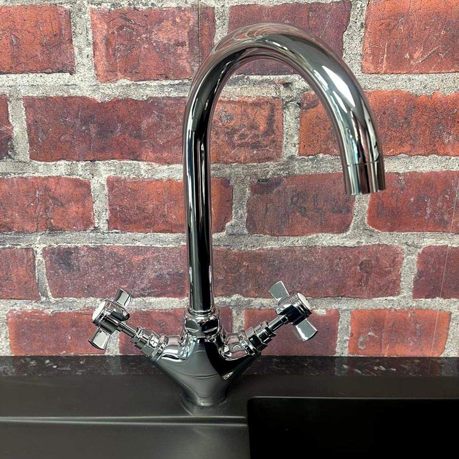 Traditional Cross-Handle Kitchen Sink Mixer Tap - Nuie