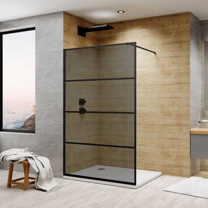 Jaquar Walk In Shower Screen - 1000mm - Black Glass & Frame