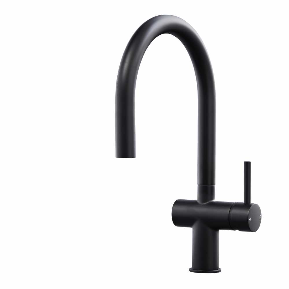 Rievaulx Matt Black Pull Out Kitchen Mixer Tap