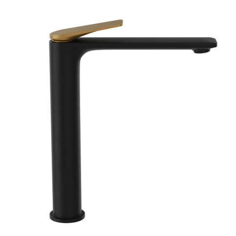 Laguna Black Matt Black & Gold High Rise Mono Basin Mixer Tap - Jaquar