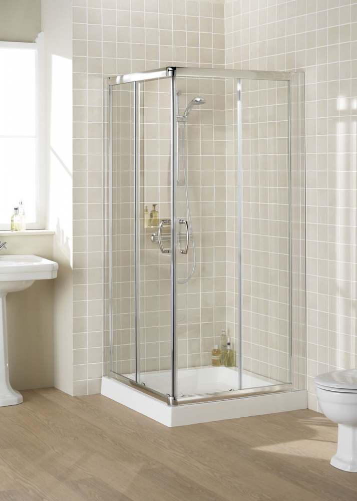 750mm Semi-Frameless White Corner Entry, Lakes Classic Collection