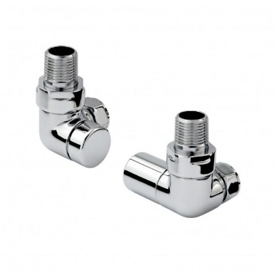 Double Corner Radiator Valves - Chrome - Pair - Signature