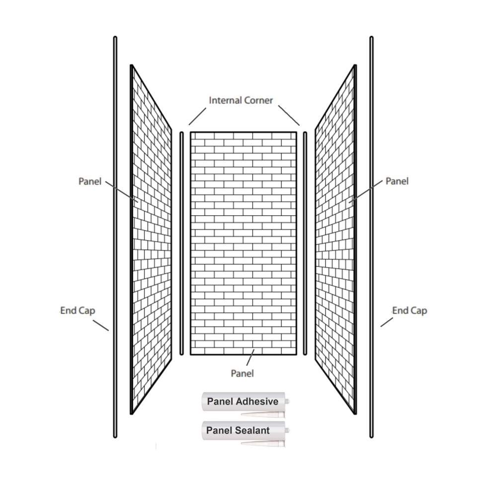 Mermaid Metro Tile Panel 3 Sided Kit 1200 x 1200 x 1200mm