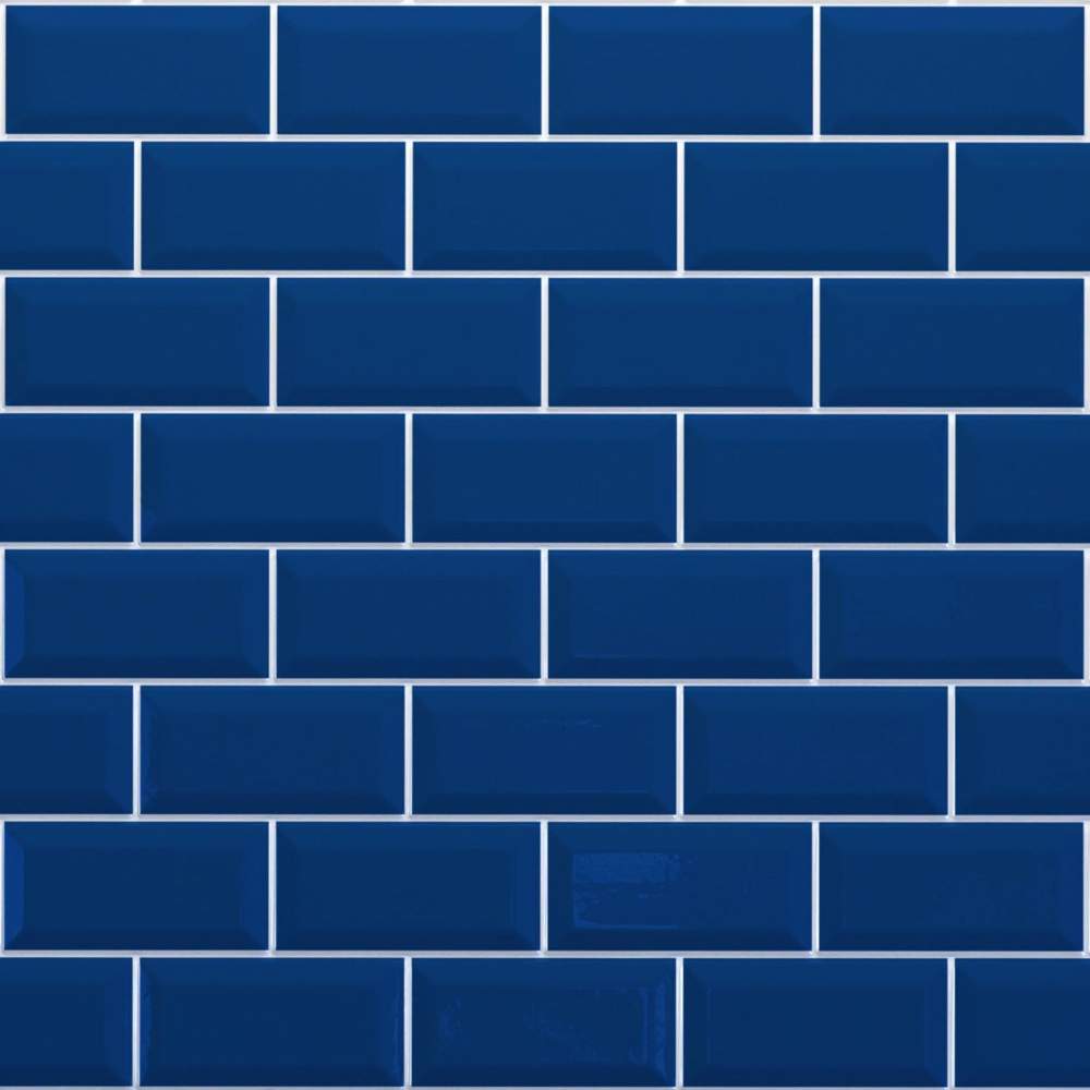 Navy Bevelled Metro Reflect Tile Wall Panels