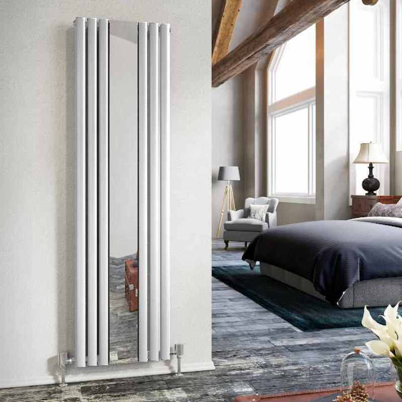 DQ Cove Mirror 1800 x 382 Vertical Radiator White