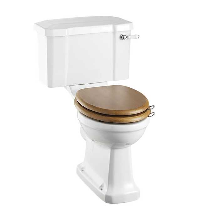 Burlington Rimless Close Coupled WC & White Ceramic Cistern with Chrome/White Lever P20 C1