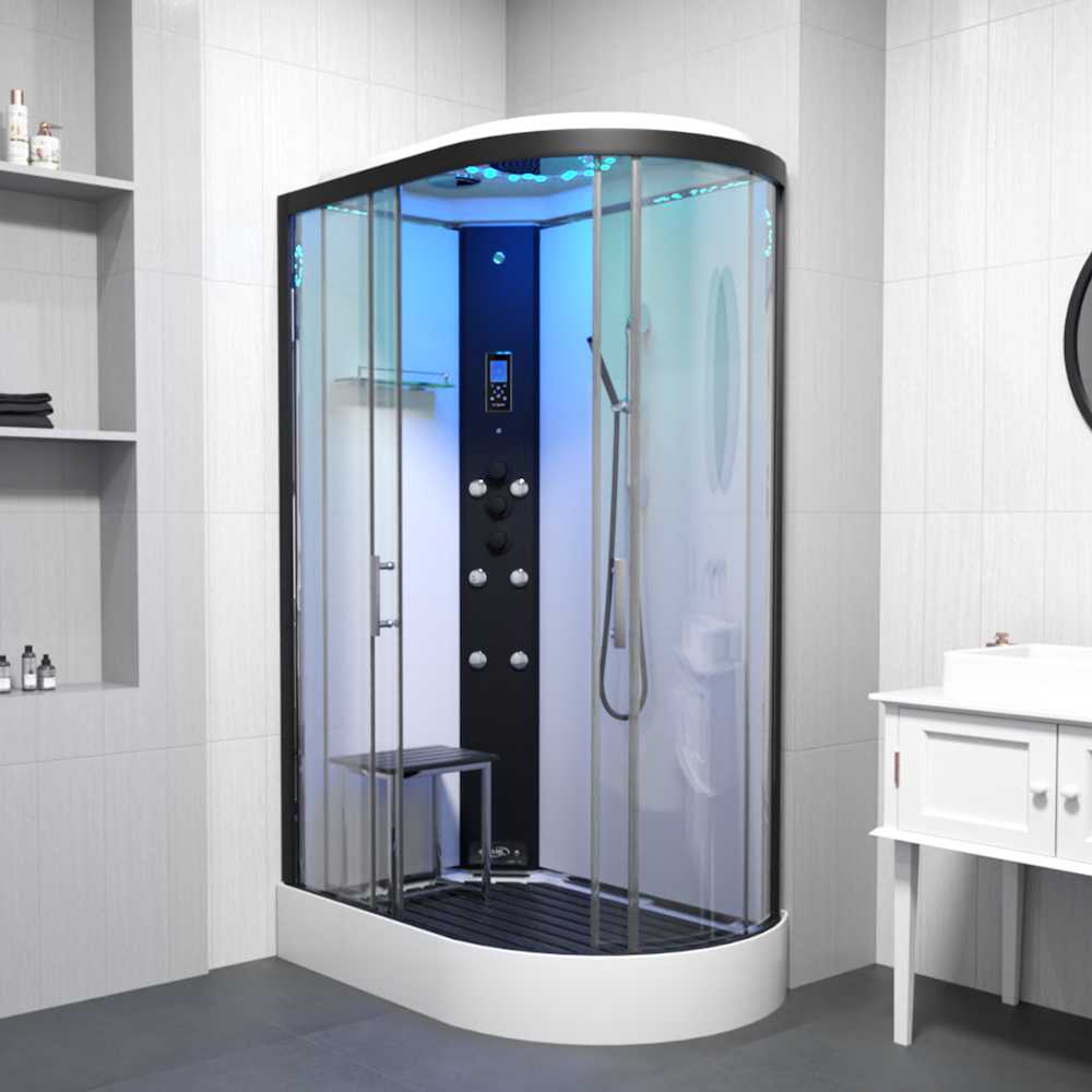 Insignia Showers Monochrome Left Hand Offset Quadrant Steam Shower - 1200 x 800mm