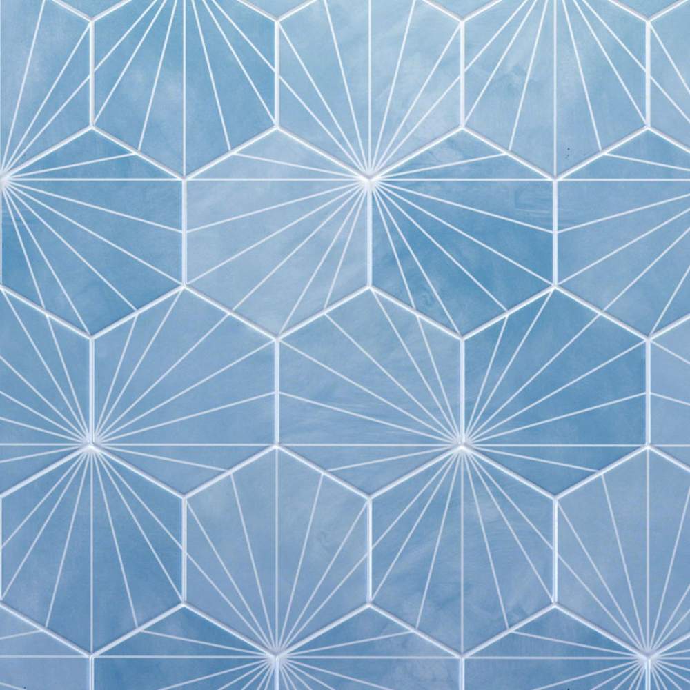 Pastel Blue Hexagon Reflect Tile Wall Panels