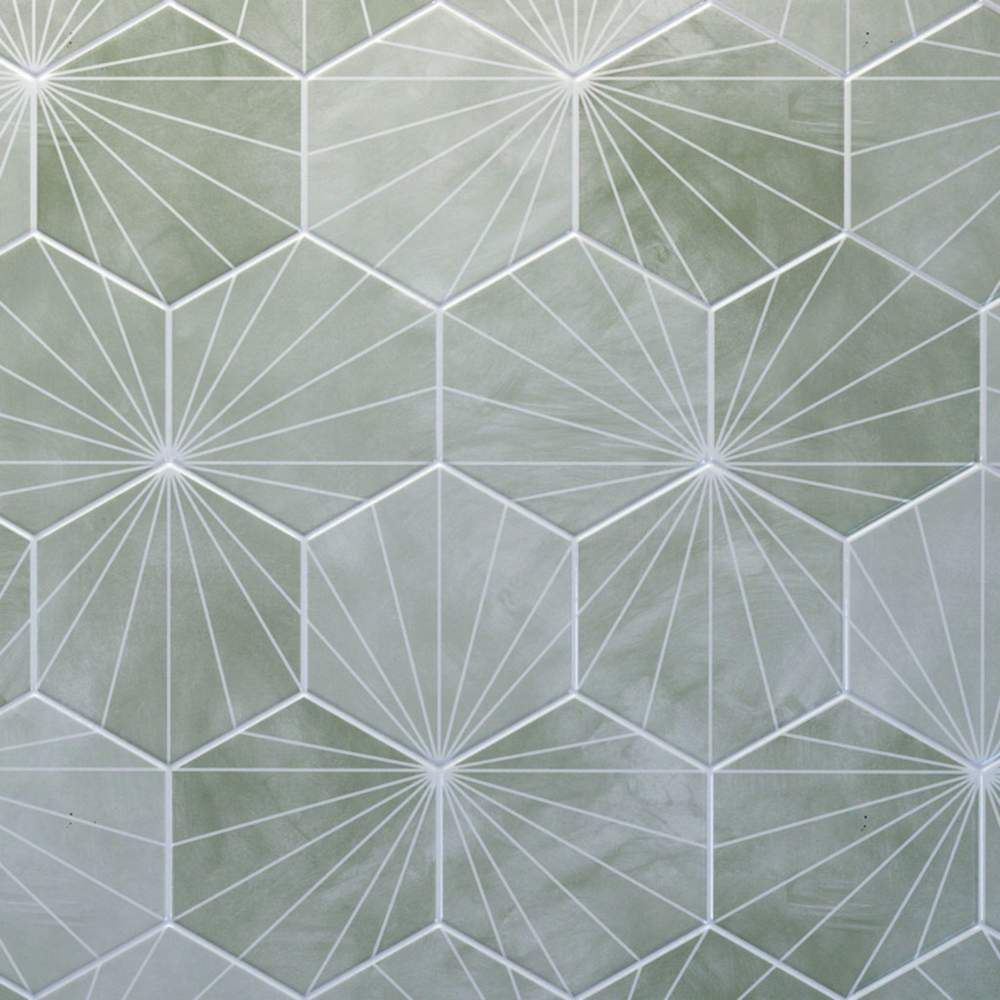 Pastel Green Hexagon Reflect Tile Wall Panels