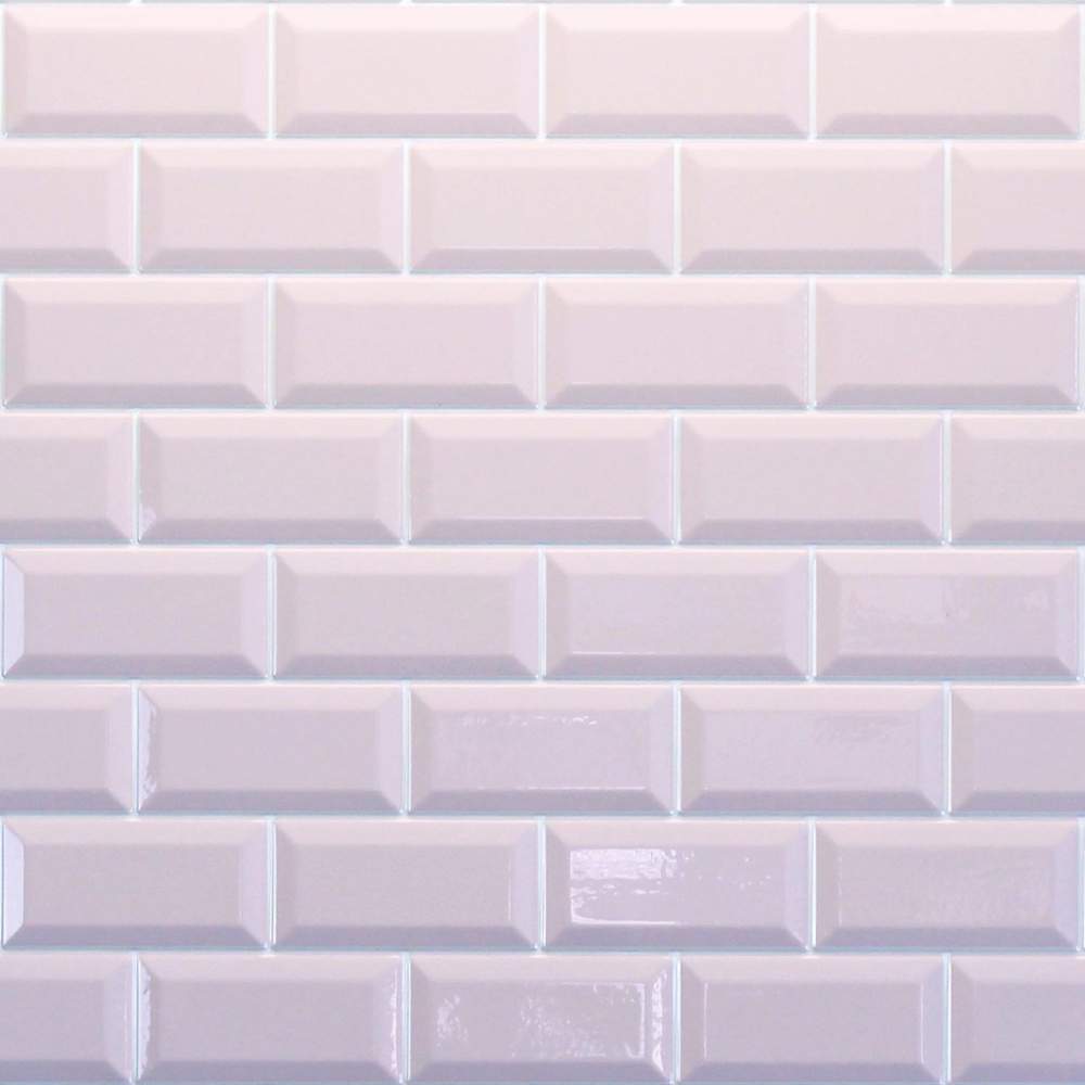 Pastel Pink Bevelled Metro Reflect Tile Wall Panels