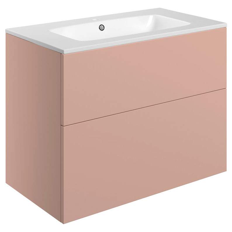 Shetland 815mm Wall Hung 2 Drawer Basin Unit & Basin - Matt Antique Rose