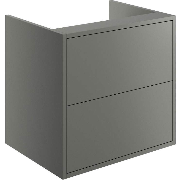 Pomeranian 600mm 2 Drawer Wall Hung Basin Unit (No Top) - Matt Grey