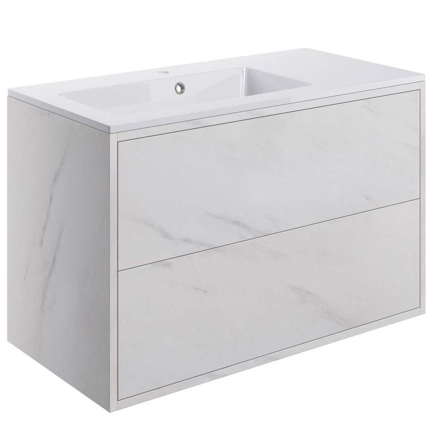 Pomeranian 900mm 2 Drawer Wall Hung Basin Unit Inc. Basin - Marble