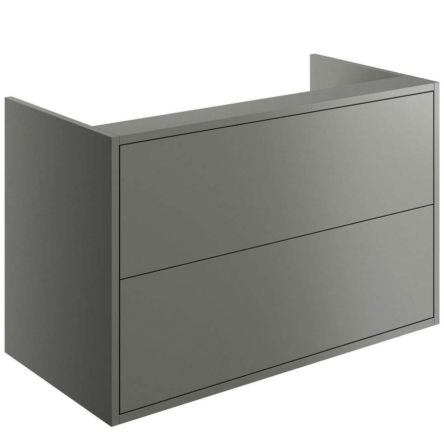 Pomeranian 900mm 2 Drawer Wall Hung Basin Unit (No Top) - Matt Grey