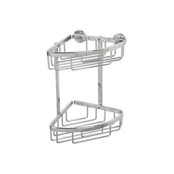 Croydex Premium Two Tier Corner Shower Caddy - 250 x 210 x 155mm - Rust Free 