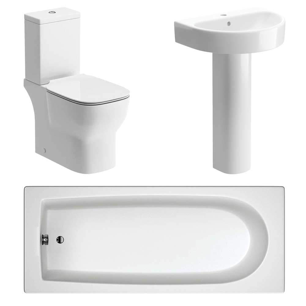 Saxony Bathroom Suite, 555mm Basin, Close Toilet & 1700 Bath