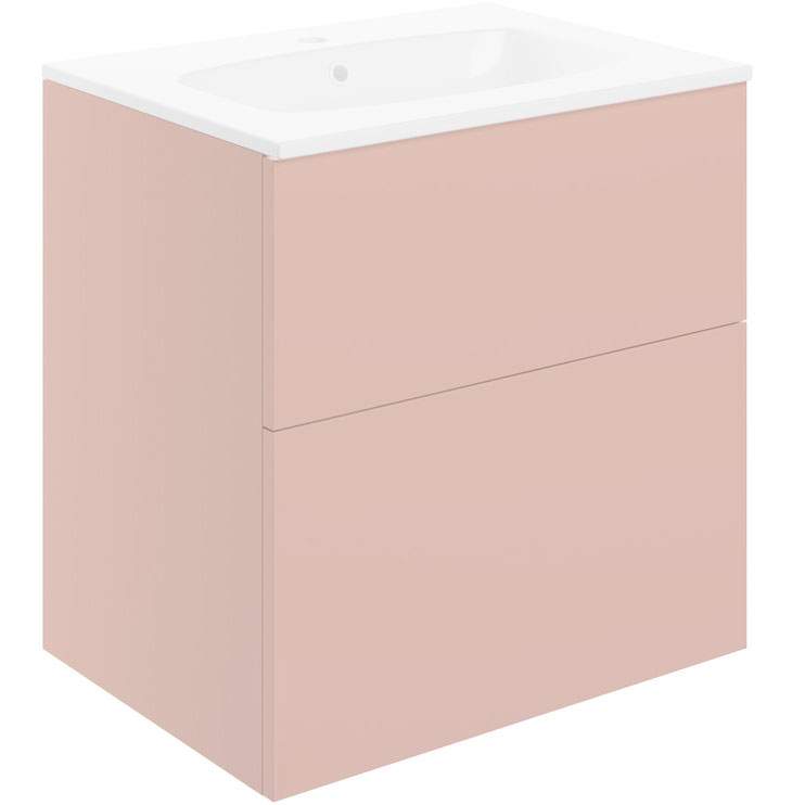 Shetland 610mm 2 Drawer Wall Unit & Basin - Matt Antique Rose