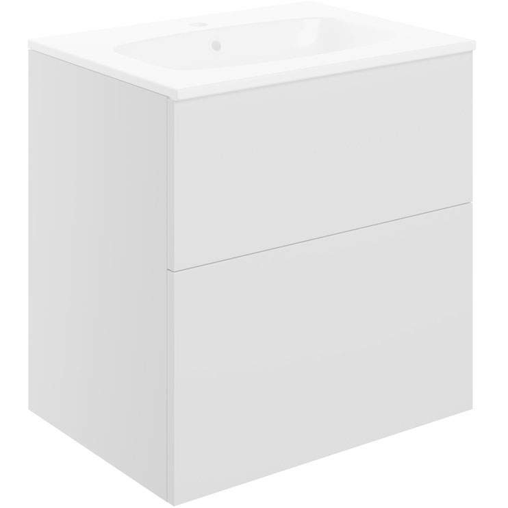 Shetland 610mm 2 Drawer Wall Unit & Basin - Matt White