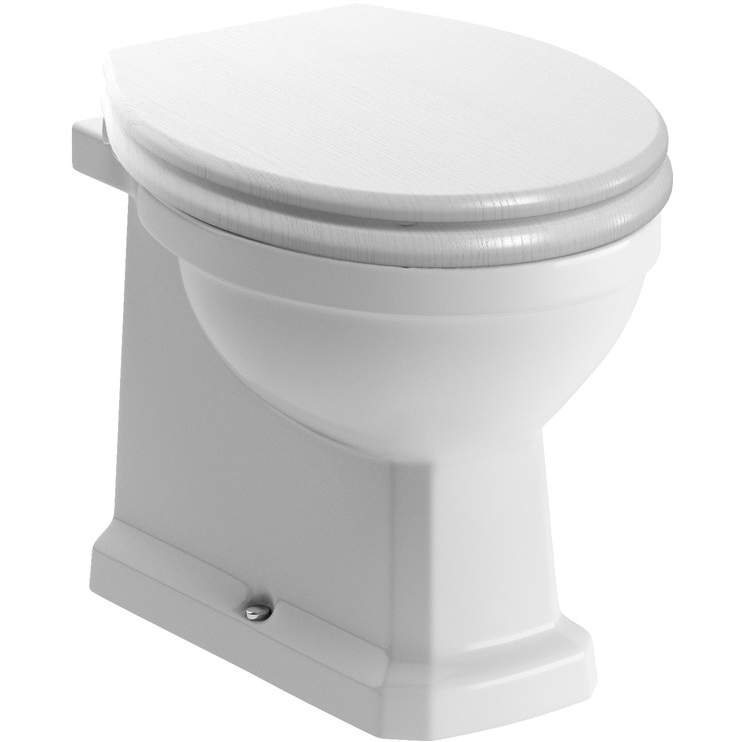 Shetland Back To Wall Toilet & Satin White Wood Effect Seat