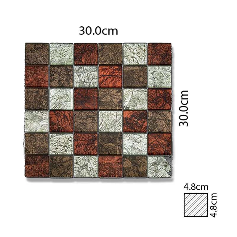 Abacus Copper Bronze Silver Mixed Glass Mosaic Tile Sheet - 300 x 300mm 