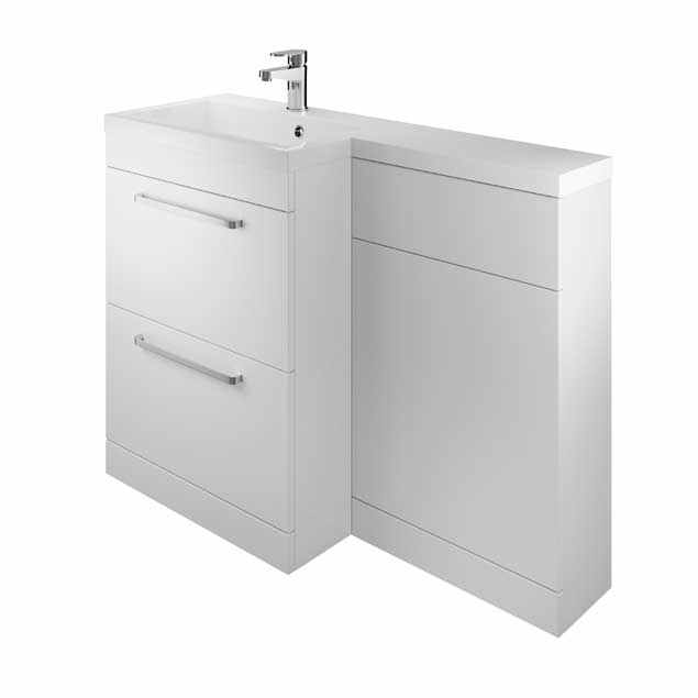 The White Space L Shaped Basin & Toilet Combination Unit - White