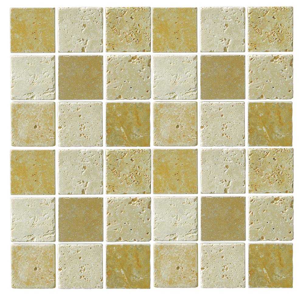 Abacus Travertine Marble Large Mosaic Mixed Colour Sheet 30 x 30cm Box of 5