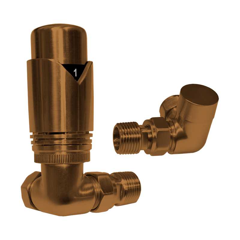 Abacus Corner Radiator TRV Valve Set - Brushed Bronze