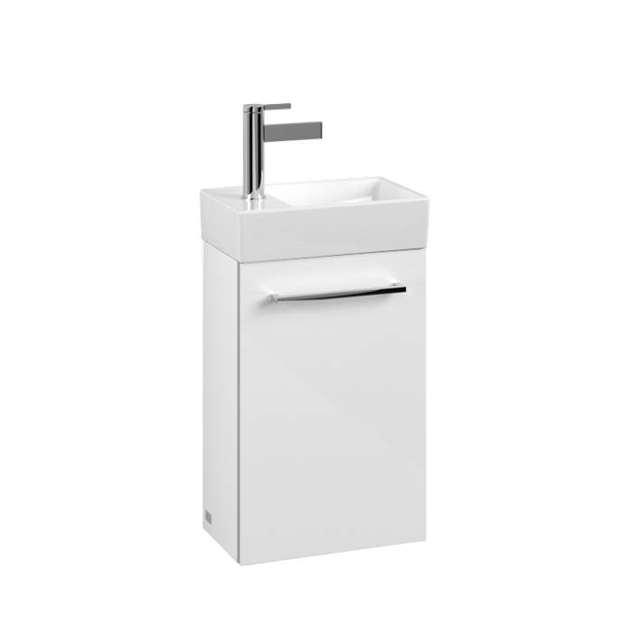 Villeroy & Boch Avento 340mm Left Hand 1 Door Bathroom Vanity Unit And Right Hand Basin - Crystal White