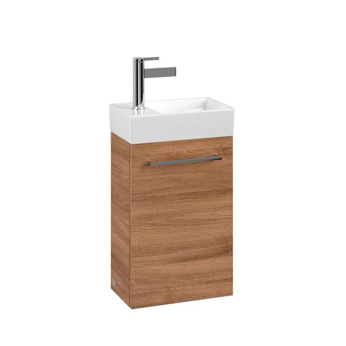 Villeroy & Boch Avento 340mm Right Hand 1 Door Bathroom Vanity Unit And Right Hand Basin - Oak Kansas