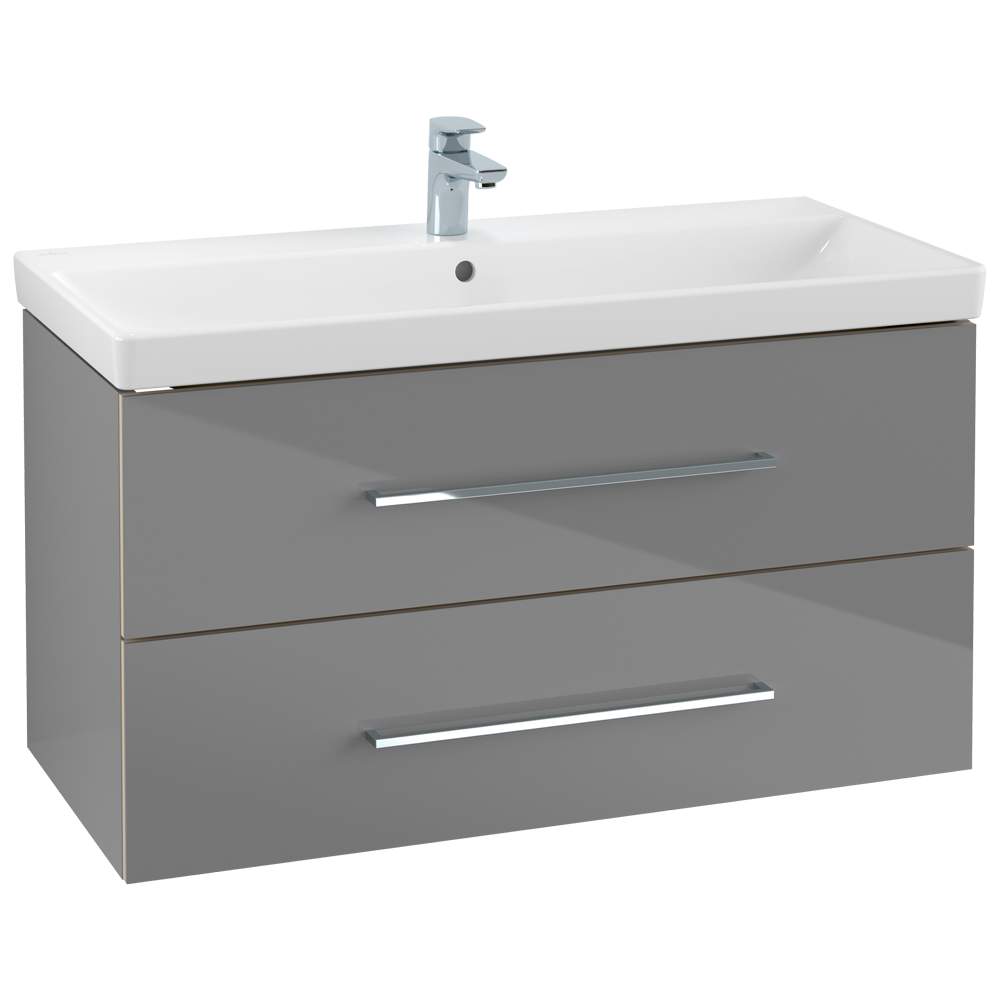 Villeroy & Boch Avento 780mm Bathroom Vanity Unit And Basin 2 Drawers Crystal Grey