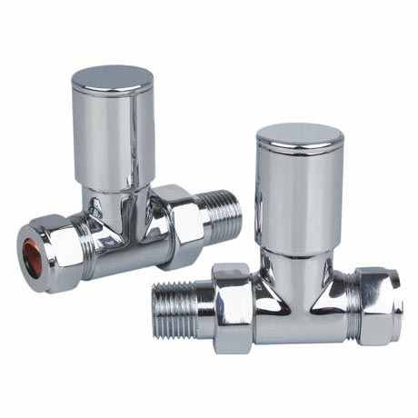 Straight Radiator Valves - Chrome - Pair - Signature