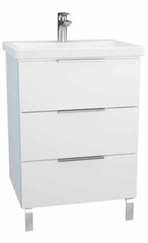 VitrA Ecora 600mm 3-Drawer Washbasin Unit with Legs - Gloss White