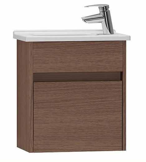 VitrA S50 500mm Compact Single Door Vanity Unit & Basin - Oak