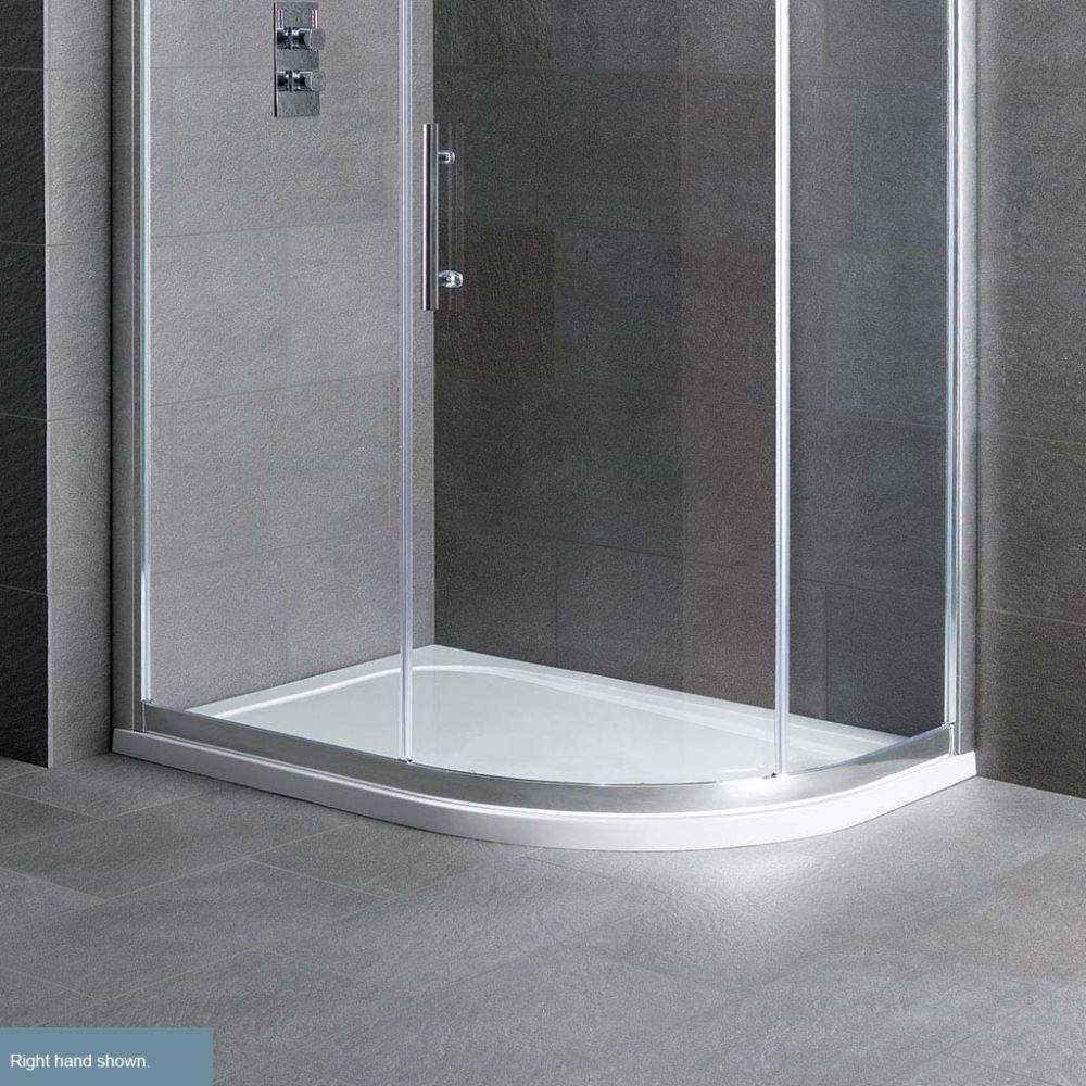 Volente 1100 x 800mm Offset Quadrant Stone Resin Shower Tray