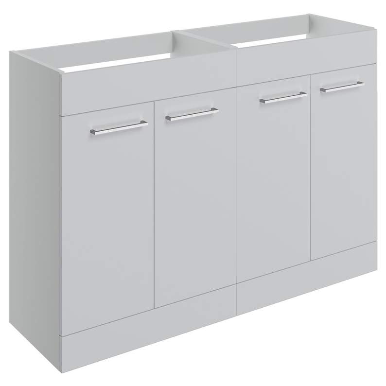 Vouille 1180mm Floor Standing 4 Door Basin Unit Run (No Top) - Grey Gloss