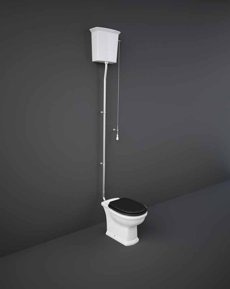 Washington High Level Cistern and WC with Soft Close Seat Black - RAK Ceramics