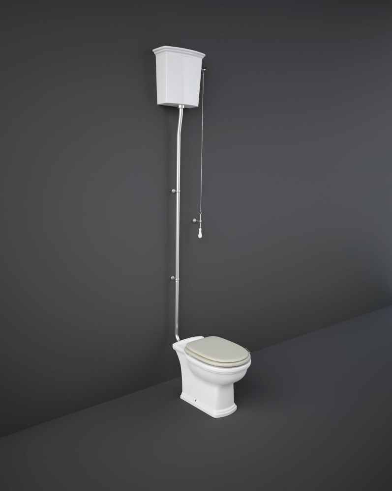 Washington High Level Cistern and WC with Soft Close Seat Greige - RAK Ceramics