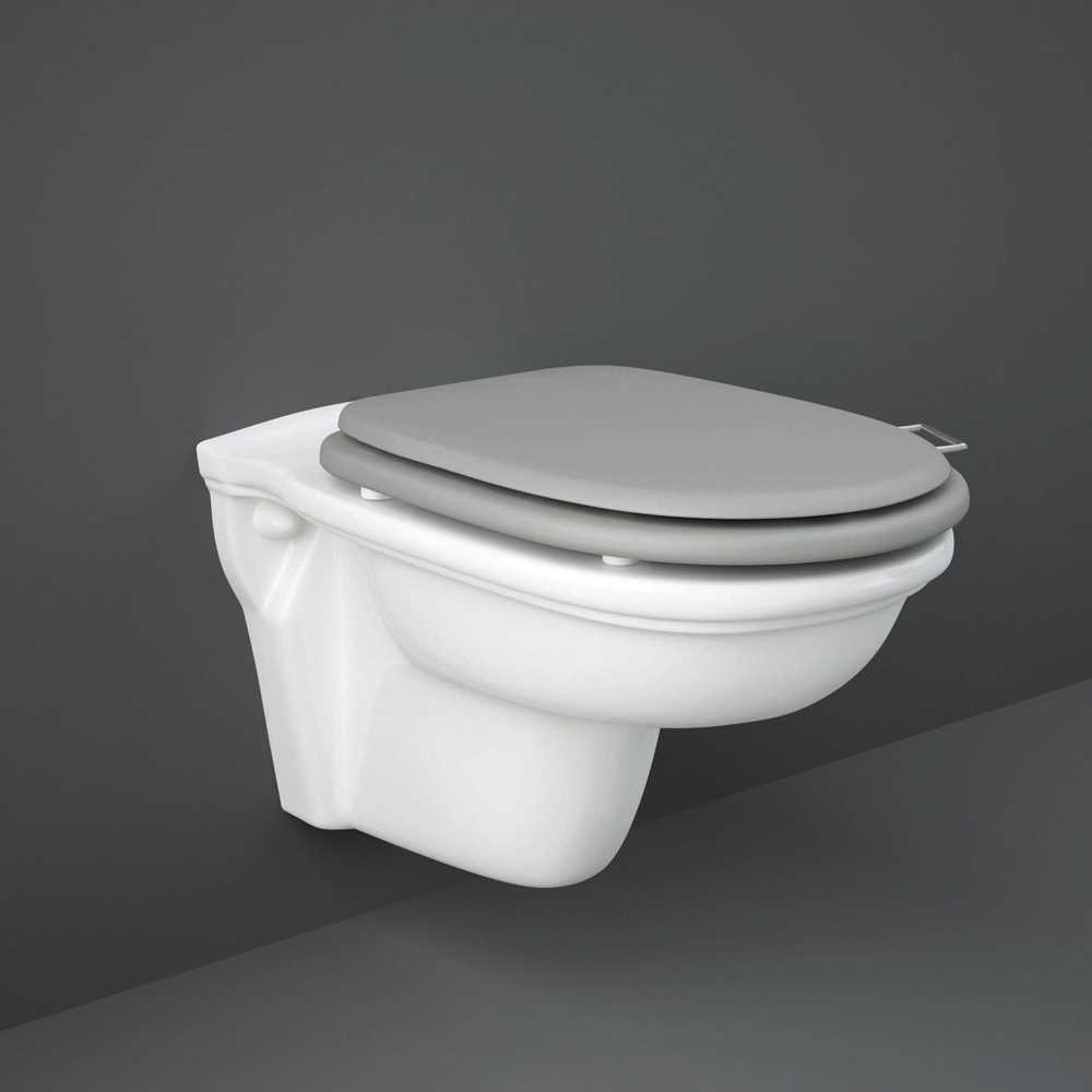 Washington Wall Hung Rimless WC with Soft Close Seat Grey - RAK Ceramics