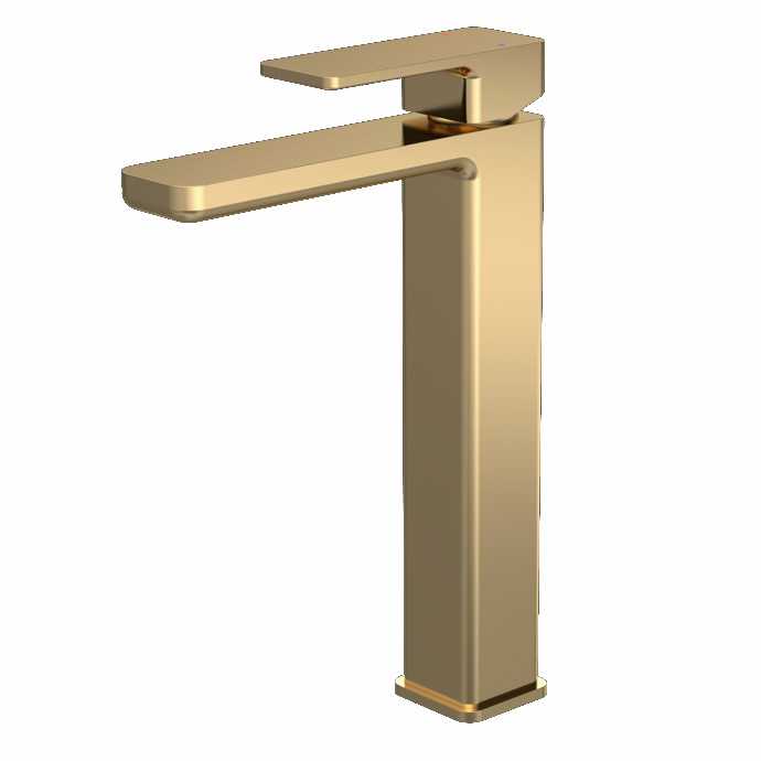 Nuie Windon High Rise Mono Basin Mixer Tap Brushed Brass