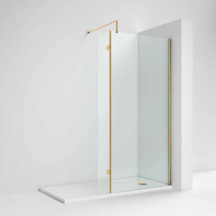 700mm Brushed Brass Walk In Shower Screen - Nuie