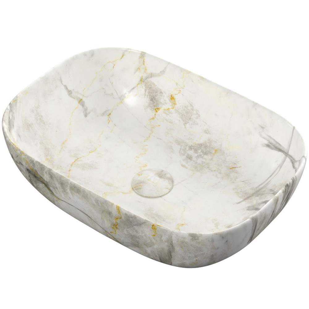 Otis Ceramic Washbowl 460 x 330mm - White Marble Effect