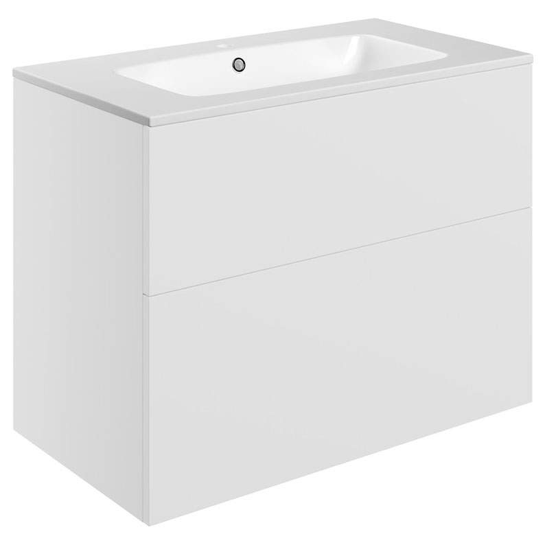 Shetland 815mm Wall Hung 2 Drawer Basin Unit & Basin - Matt White