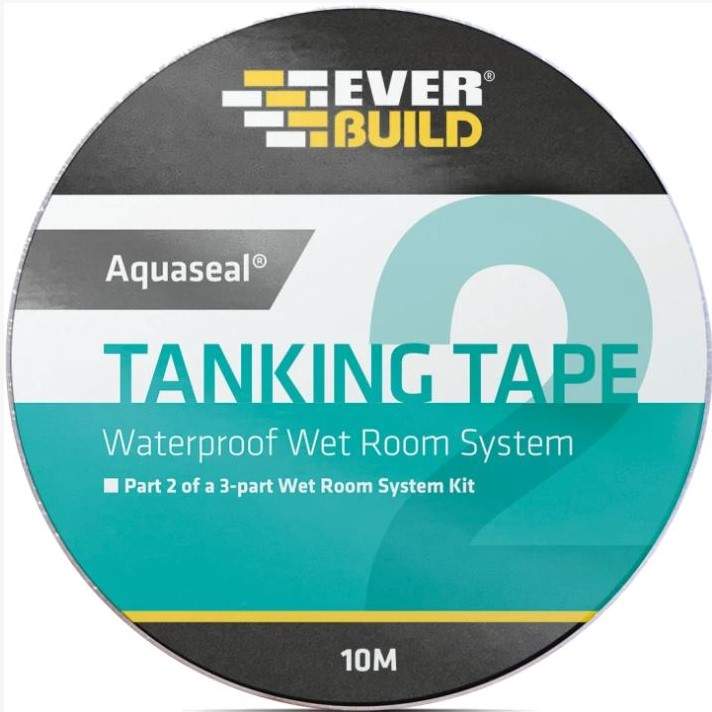 Aquaseal Waterproof Self Adhesive Wetroom Tanking Tape - 10m - Everbuild