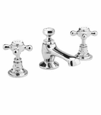 Bayswater 3 Hole Hex Basin Mixer Taps - White/Chrome