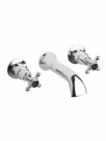 Bayswater 3 Hole Dome Bath Mixer Taps - Black/Chrome