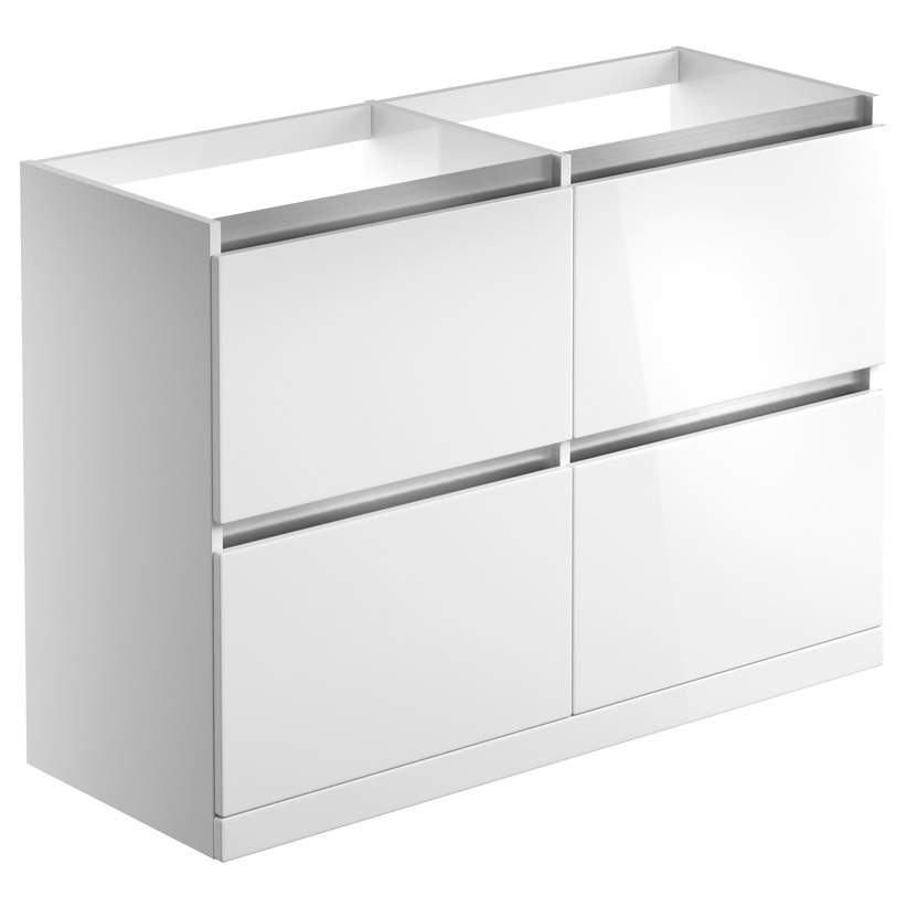 Campbell 1200mm Floor Standing Basin Unit Run (No Top) - White Gloss