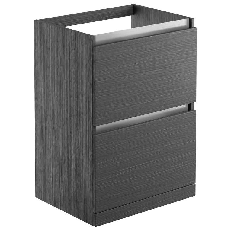 Campbell 600mm 2 Drawer Floor Standing Basin Unit (No Top) - Graphitewood