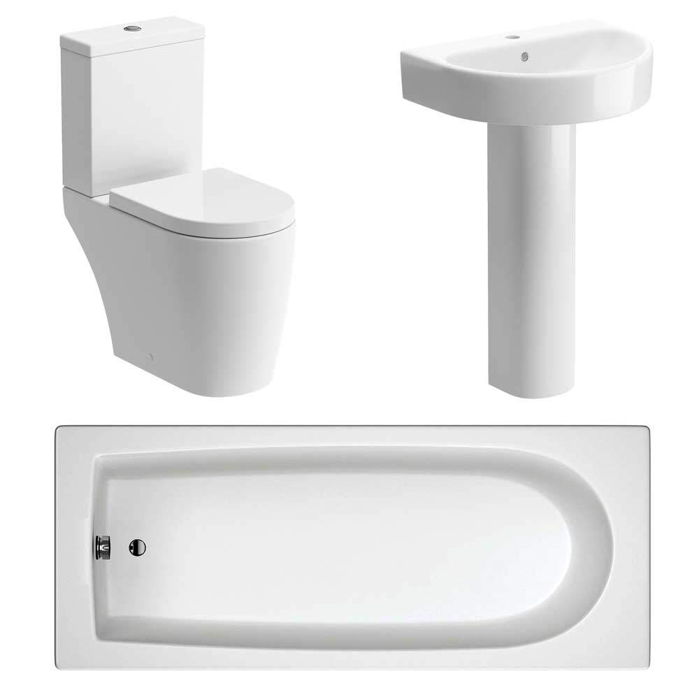 Campbell Bathroom Suite, 555mm Basin, Close Toilet & 1700 Bath