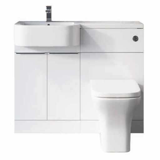 Carlo 1000 P Shape Bathroom Vanity & Toilet Unit - Gloss White - Left Hand