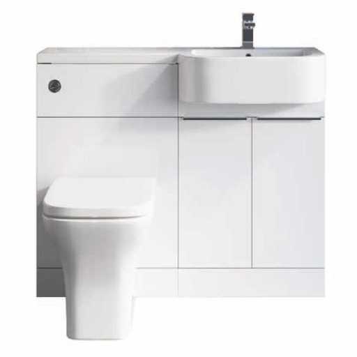 Carlo 1000 P Shape Bathroom Vanity & Toilet Unit - Gloss White - Right Hand